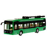 Троллейбус Технопарк зеленый, пластиковый, 19 см, инерционный, свет, звук