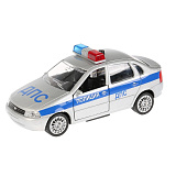 Модель машины Лада Калина, Полиция, ДПС, серебристая, инерционная, свет, звук