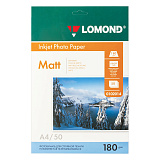 Фотобумага Lomond, А4, 180 г/м2, 50 листов, односторонняя, матовая