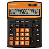 Калькулятор настольный Brauberg Extra Color-12-BKRG, 206x155 мм, 12 разрядов, двойное питание, чёрно-оранжевый