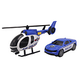 Игровой набор Funky Toys Городская служба. Вертолет, 25 см и полицейская машинка, со светом и звуком, 16 см