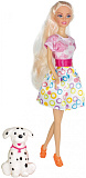 Кукла Toys Lab Ася. Прогулка со щенком, Блондинка в розово-белом платье, 28 см