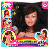 Кукла-манекен Карапуз, 21 см, шатенка, с 10 аксесс. для волос, косметика