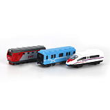 Набор из 3-х моделей Технопарк Транспорт Сапсан, вагон метро, локомотив 7.5 см