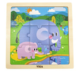 Пазл Viga Слоны, 9 элементов, в пакете