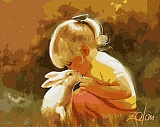 Картина по номерам Mariposa Девочка с кроликом, 40*50