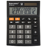 Калькулятор настольный Brauberg Ultra-12-BK, 192x143 мм, 12 разрядов, двойное питание, чёрный