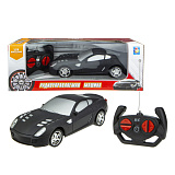 1toy Спортавто Машина на р/у, масштаб 1:24, 27 МГц, размер машинки 20 см, 4 канала: движение вперед/назад/влево/вправо, на батарейках, матовый черный