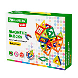 Магнитный конструктор Brauberg Kids Big Magnetic Blocks-64, 64 детали, с колесной базой