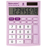 Калькулятор настольный Brauberg Ultra Pastel-08-PR, компактный, 154x115 мм, 8 разрядов, двойное питание, сиреневый