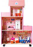 Кукольный домик SunnyToy Большое розовое счастье, с мебелью