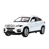 Модель машины Технопарк BMW X6, белая, инерционная, свет, звук, 1/32