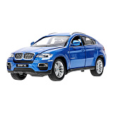 Модель машины Технопарк BMW X6, синяя, инерционная, свет, звук, 1/26