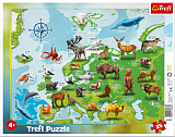 Пазл Trefl Карта Европы, с животными, в рамке, 25 дет.