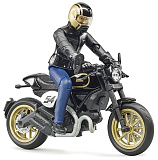 Мотоцикл Bruder Scrambler Ducati Cafe Racer, с мотоциклистом